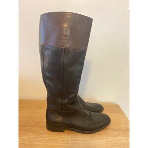 Gucci Women's Black & Brown Leather Riding Boots Size 7.5B